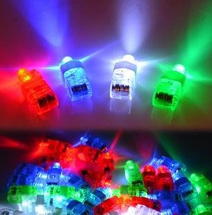 手指激光灯彩色发光戒指卡通投影灯炫彩LED摇手花七彩孔雀刺身灯