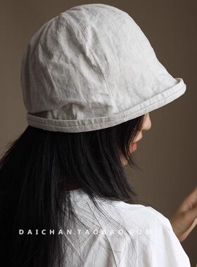 99%亚麻小帽檐水桶渔夫帽小众薄款显脸小高级感盆帽 无负重女款