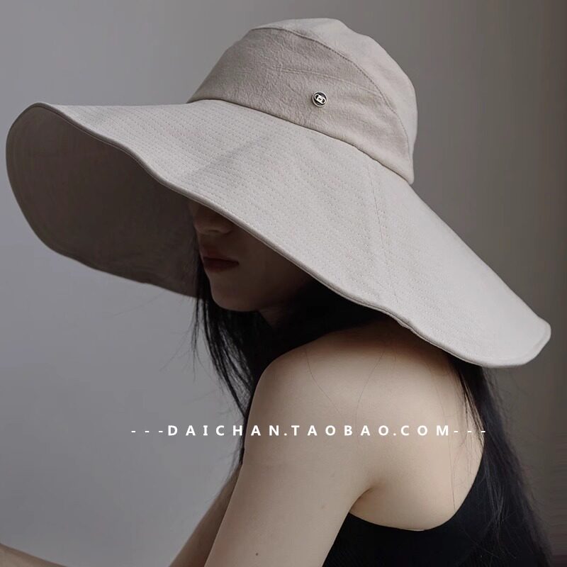 夸张超大布帽 大檐全棉防紫外线帽子 夏天女生户外遮阳护脖渔夫帽