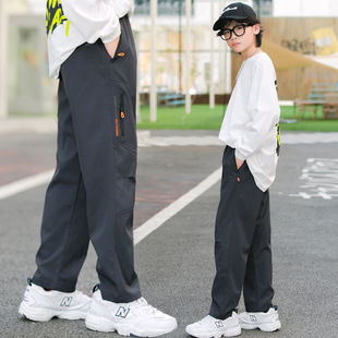 男童软壳裤冲锋裤青少年登山裤防风防水加绒保暖儿童中大童裤子