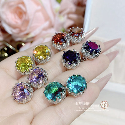 彩虹直播撞色宝石睡美人戒指
