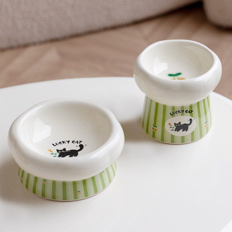 猫碗陶瓷狗碗高脚护颈椎双碗