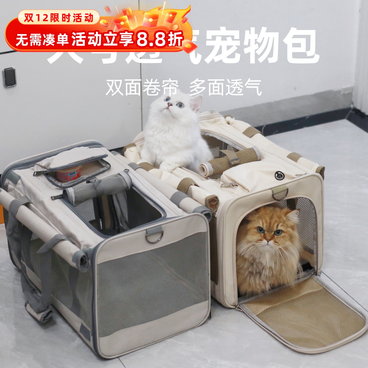 装两只猫咪外出大容量宠物外出包
