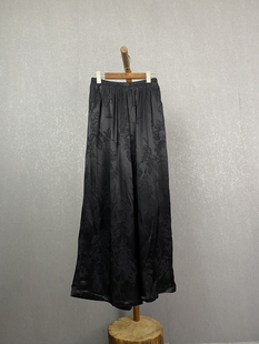 6185 提花香云纱刺绣阔腿裤 原创设计 高端香云纱时尚