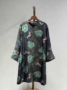 原创设计 早春重磅香云纱 提花新中式时尚气质百搭高端二大衫5095