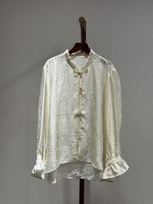 小众设计 早春提花罗新中式盘扣时尚气质百搭显瘦高端衬衫9905