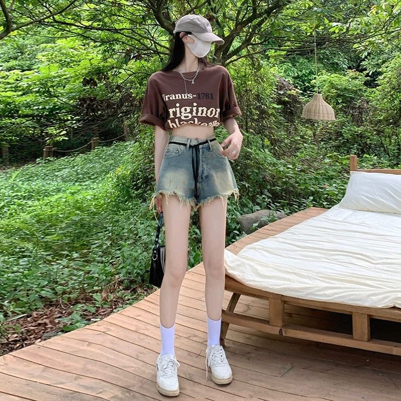 复古高街设计感牛仔短裤女2025新款秋冬显瘦系带水洗流苏热裤秋季,女装/女士精品,牛仔裤,淘宝优惠券,粉丝福利购,淘宝优惠卷