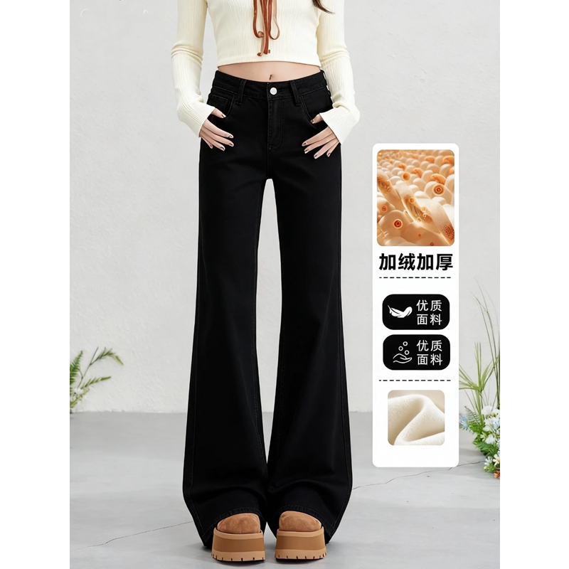黑色微喇牛仔裤女显瘦不贴腿图片