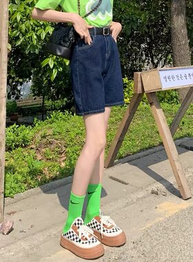 牛仔五分裤小个子高腰显瘦