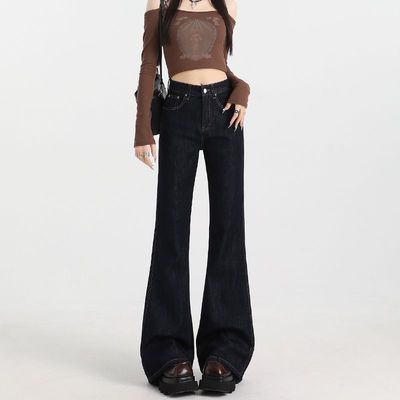 美式复古微喇叭牛仔裤低腰马蹄裤