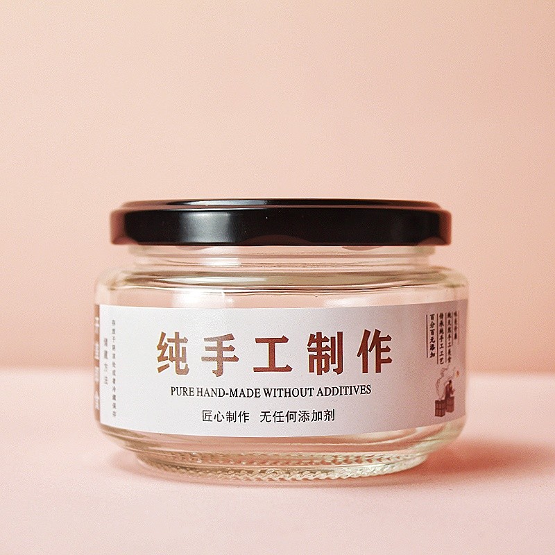 指迹同款可蒸煮玻璃密封罐食品级耐高温带盖罐头瓶黄桃果酱蟹黄酱