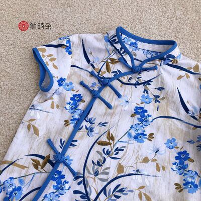 狮萌乐儿童旗袍Timeless Treasures 合作款兰草毛笔花卉