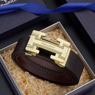 英皇保罗男士皮带新款真皮工字扣裤腰带商务休闲中青年自动扣腰