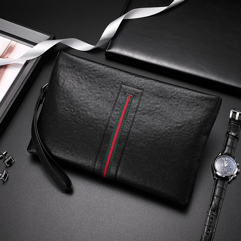 新款男包时尚男士手包真皮奢侈简约男式手拿包头层牛皮休闲信封