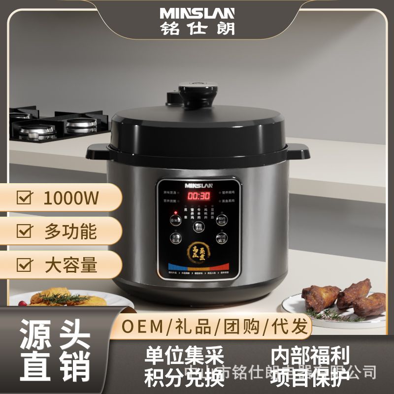 新款铭仕朗5l电压力锅家用电高压锅公司礼品压力锅支持一件代