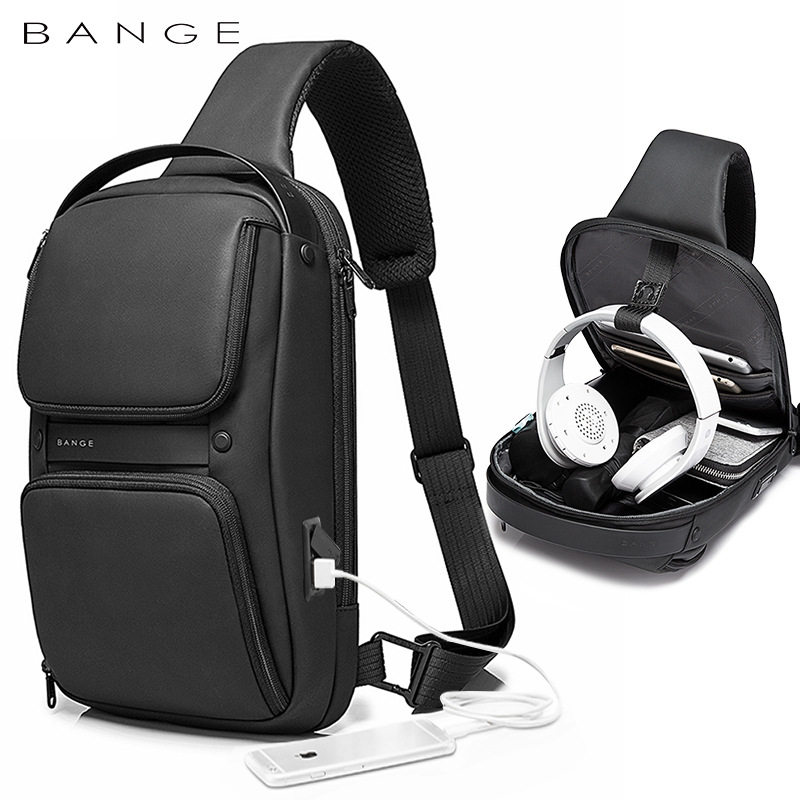 bange男包胸包韩版斜跨包男款单肩包休闲男士胸包sling bag