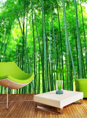 绿色竹子风景画贴纸壁纸自粘墙贴竹林客厅壁画3d立体墙贴画