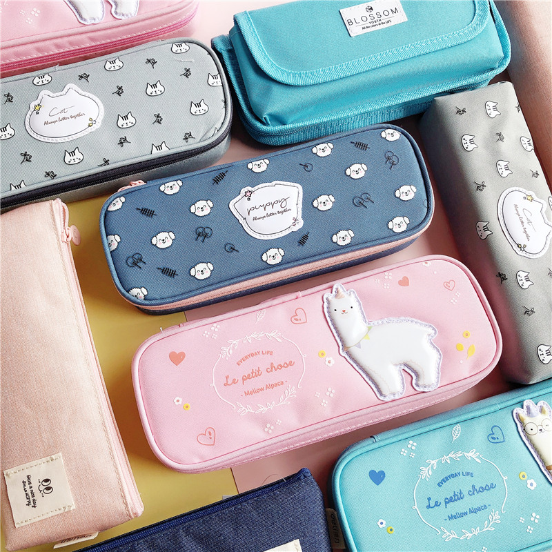 得力碎花大容量帆布牛津文具袋