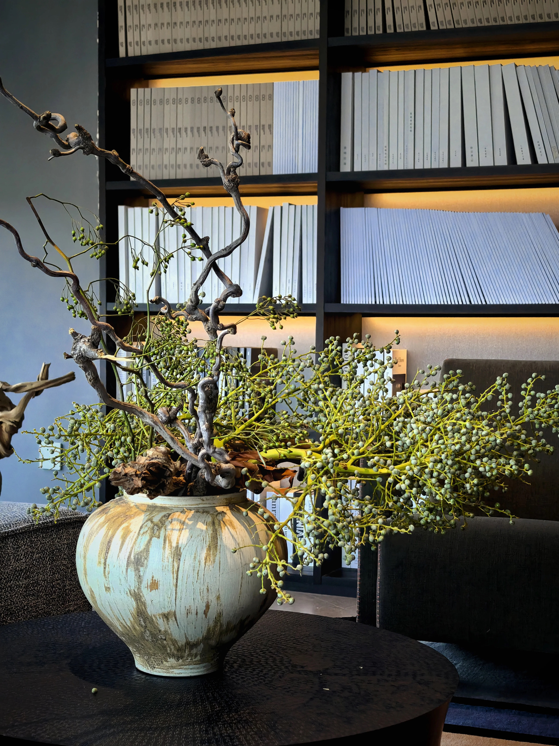 棕榈果鲜切枝条果实鲜花上海同城花艺家用软装布景中式风禅意