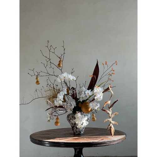 仿真花花束假花干花混搭花束客厅瓶插花摆设侘寂风桌面摆件装饰物