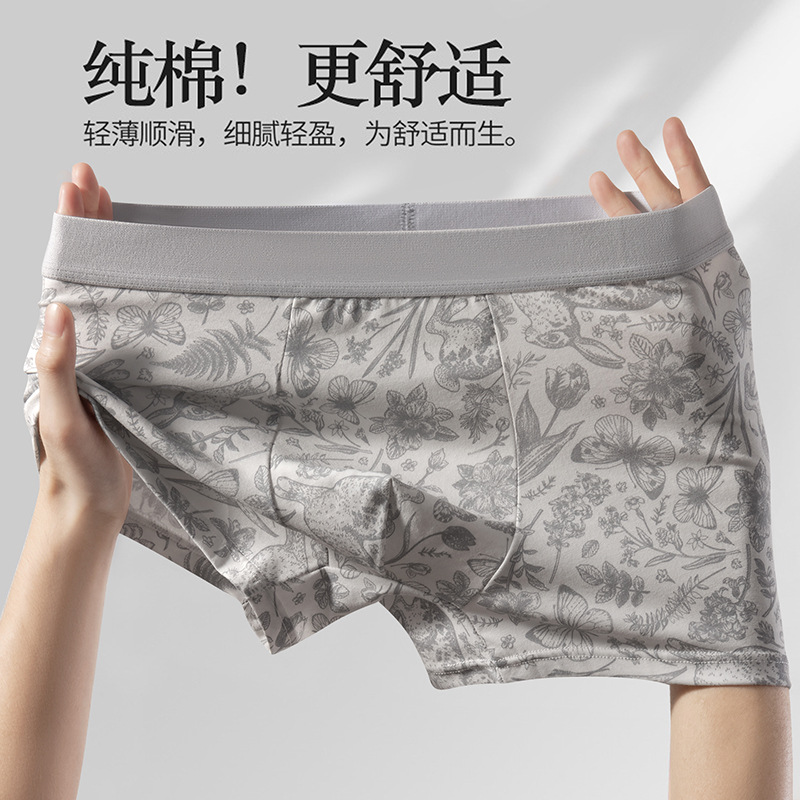 纯棉男士内裤桑蚕丝7A抑菌里裆舒
