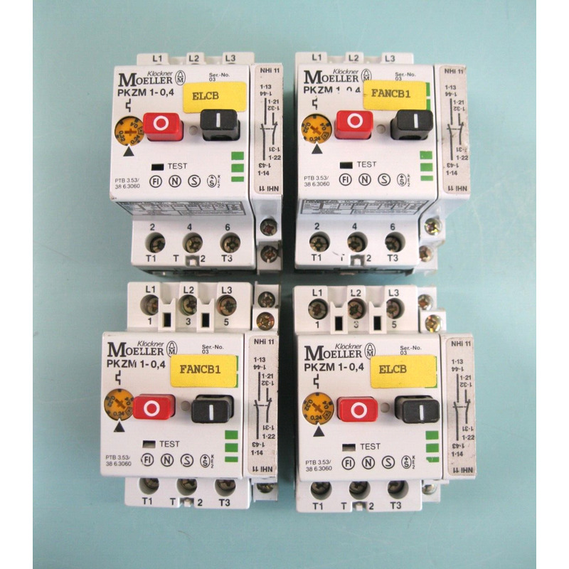批量 (4) Klockner Moeller PKZM 1-0,4 电机启动电路保护器 带 A