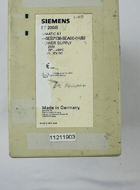 Siemens 6ES71385EA000AB0 ET 200iS Simatic S7 Power Supply