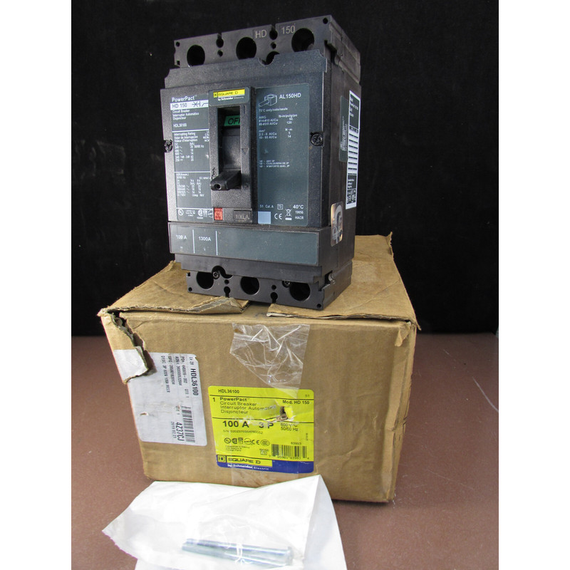 Square-D 3Pole 100A 600 Volt Circuit Breaker / HDL36100