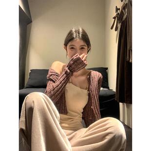范智乔 韩系圆领针织开衫女秋小个子休闲百搭显瘦单排扣极简毛衣