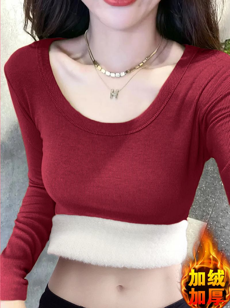 长袖T恤女秋冬保暖加绒打底衫女