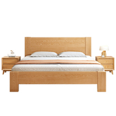 橡木实木床现代简约1.2米单人床北欧小户型卧室原木大床工厂直u.