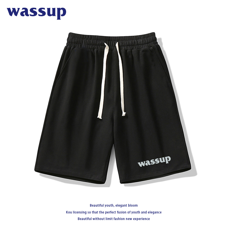 wassup潮牌纯棉短裤运动休闲宽松五分裤子男士夏季卫裤街头百搭