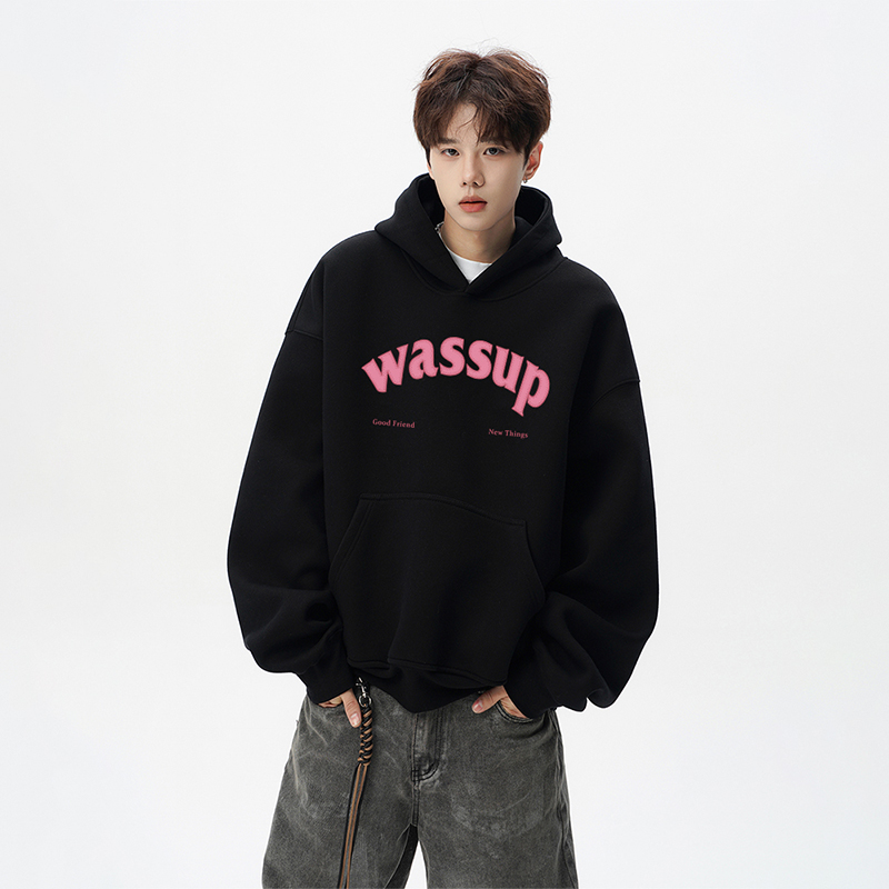 WASSUP潮牌秋冬季新款连帽卫衣男女生情侣款重磅纯棉美式休闲潮