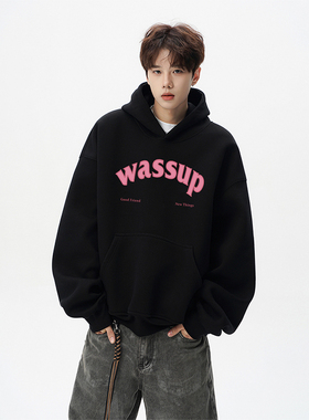 WASSUP潮牌秋冬季新款连帽卫衣男女生情侣款重磅纯棉美式休闲潮