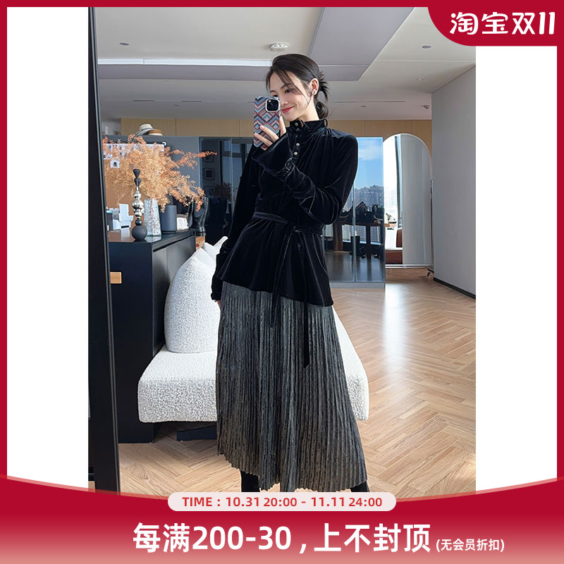 美洋MEIYANG 银河半身裙 钻石感烫银珠光纱|璨若星河~华丽百褶裙