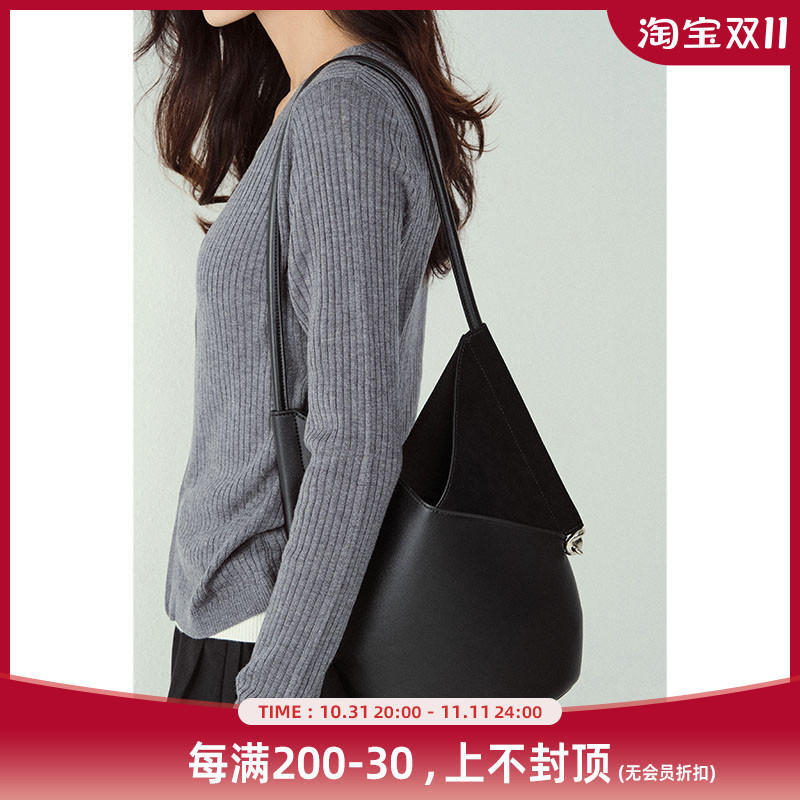 美洋MEIYANG【现货】慕斯单肩包 轻奢质感立体拼接大容量水桶包