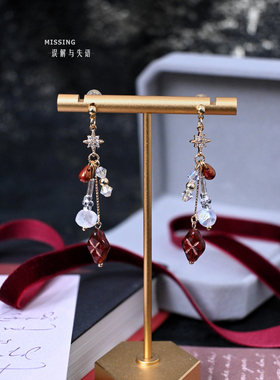好运新年红~【红鸾星动】Missing原创设计星星锆石耳饰耳夹送礼