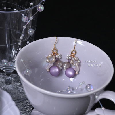 限量【浮梦三重奏】Missing原创海洋系列梦幻泡泡感紫耳饰耳夹