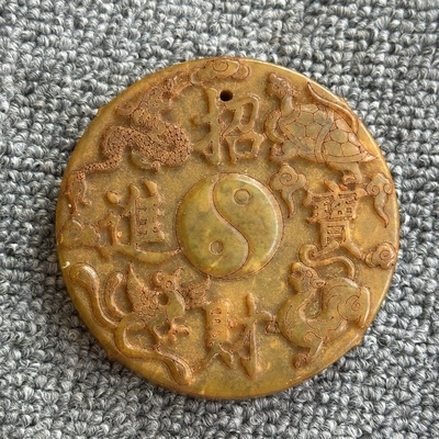 古玩岫玉工艺玉雕高古玉老玉捡漏做旧玉佩玉璧摆件玉石车挂件神兽