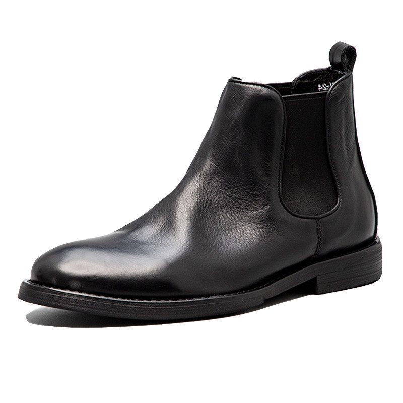 CHELSEA BOOTS MENS BRITISH LEATHER SPRING AND AUTUMN BOOTS TOP LAYER COWHIDE PERSONALITY SLEEVE MARTIN BOOTS TIDE ONE FOOT MENS BOOTS