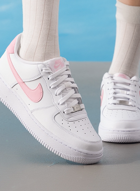 NIKE耐克AF1白粉女鞋空军一号运动鞋大童低帮休闲板鞋CT3839-115