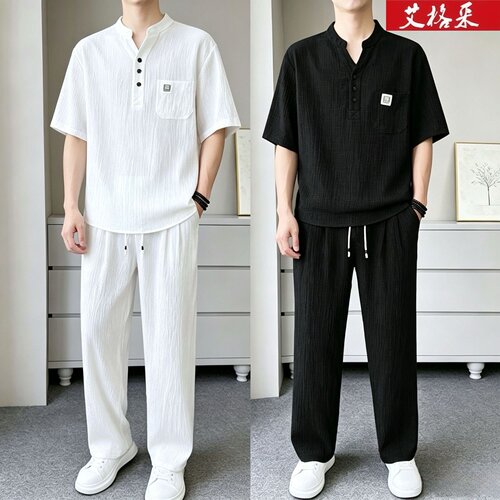 2026新款冰丝男夏季短袖套装