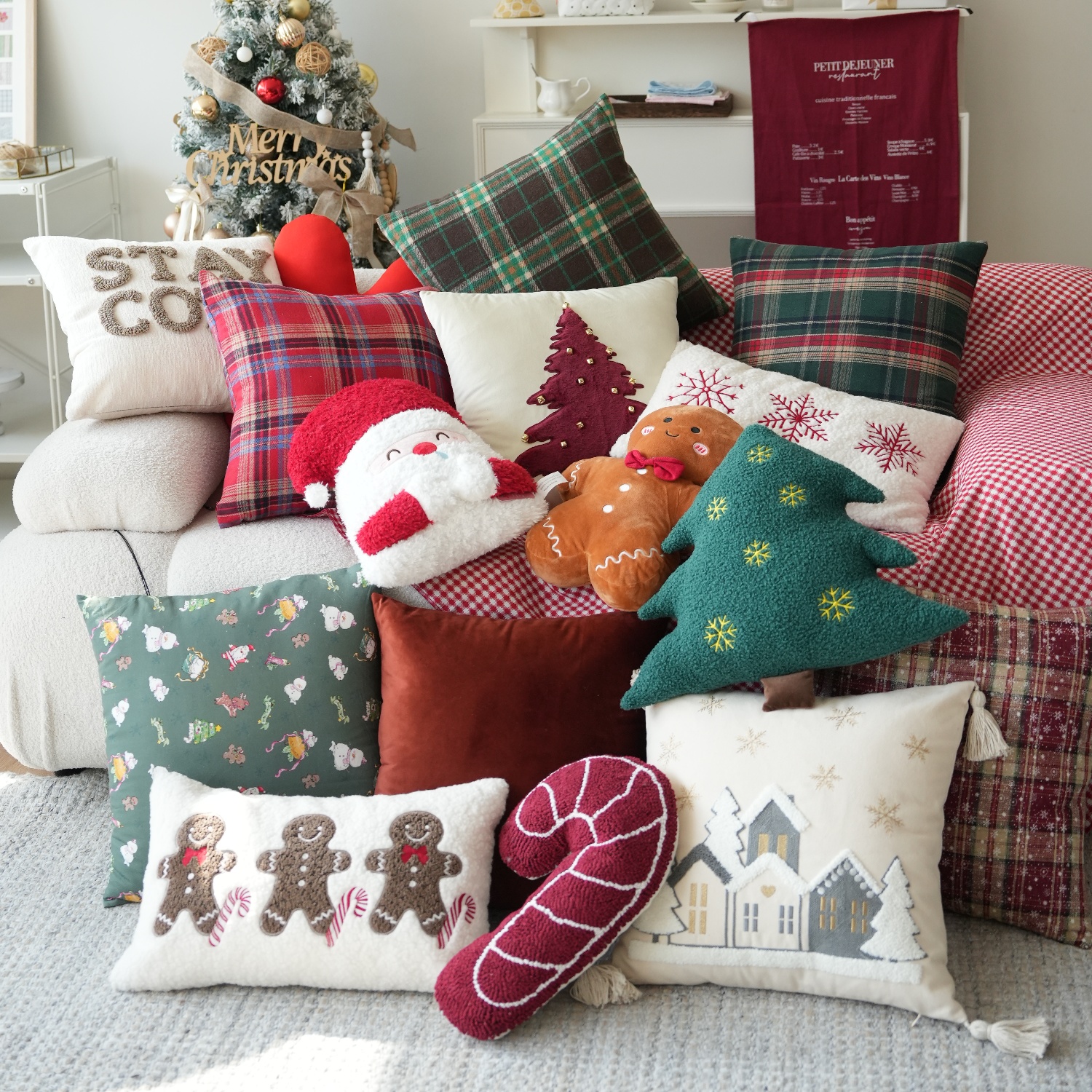 圣诞系列抱枕套氛围感节日礼物高级感腰枕装饰客厅沙发靠枕靠垫