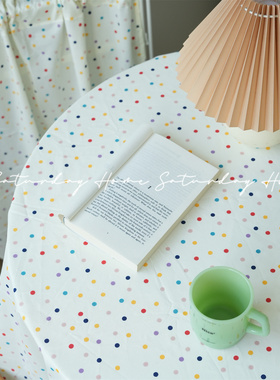 SaturdayHome黄底波点韩系ins桌布全棉复古点点可爱盖布装饰布