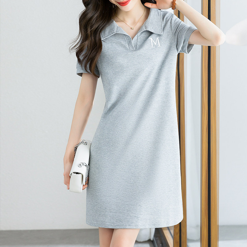 SEPTEMBER MOMO POLO DRESS WOMENS 2022 SUMMER NEW CASUAL STRAIGHT LAPEL LOOSE A-LINE SKIRT SHORT SLEEVE T-SHIRT SKIRT
