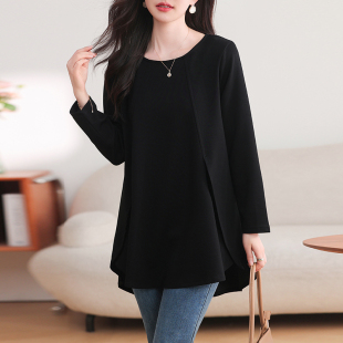 女装 洋气上衣欧洲站大码 2025年新款 九月陌墨休闲空气层t恤女春季