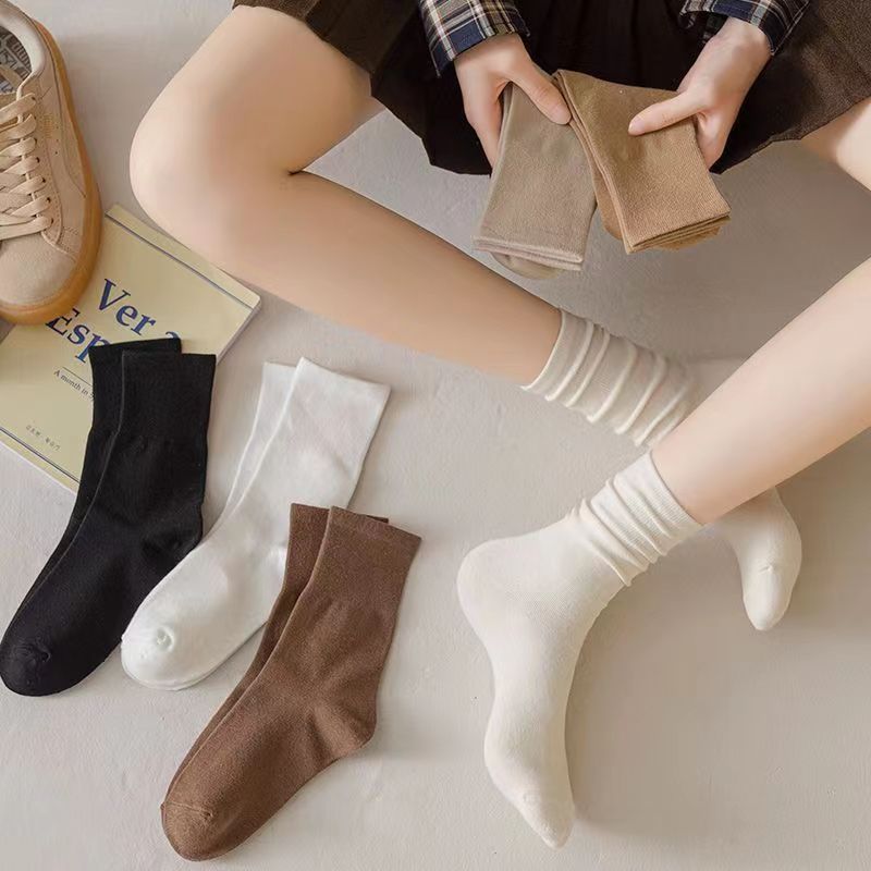 袜子女中筒袜春夏款无骨堆堆袜长筒袜女士袜子ins潮百搭高颜值森