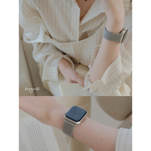 适用iwatchs11苹果手表米兰尼斯applewatch910代se金属磁吸表带