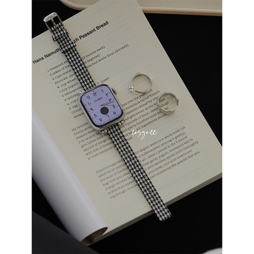 cosyacc 适用iwatch910代se苹果手表s11真皮千鸟格小蛮腰气质表带
