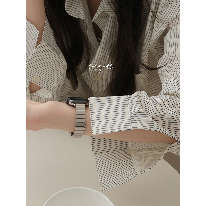 COSYACC 适用iwatch78910代se小蛮腰不锈钢细款高级感苹果手表带